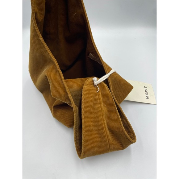 Merit Beauty Signature Cosmetic Makeup Bag Brown Corduroy Tie-Top Pouch NWT - Picture 8 of 11